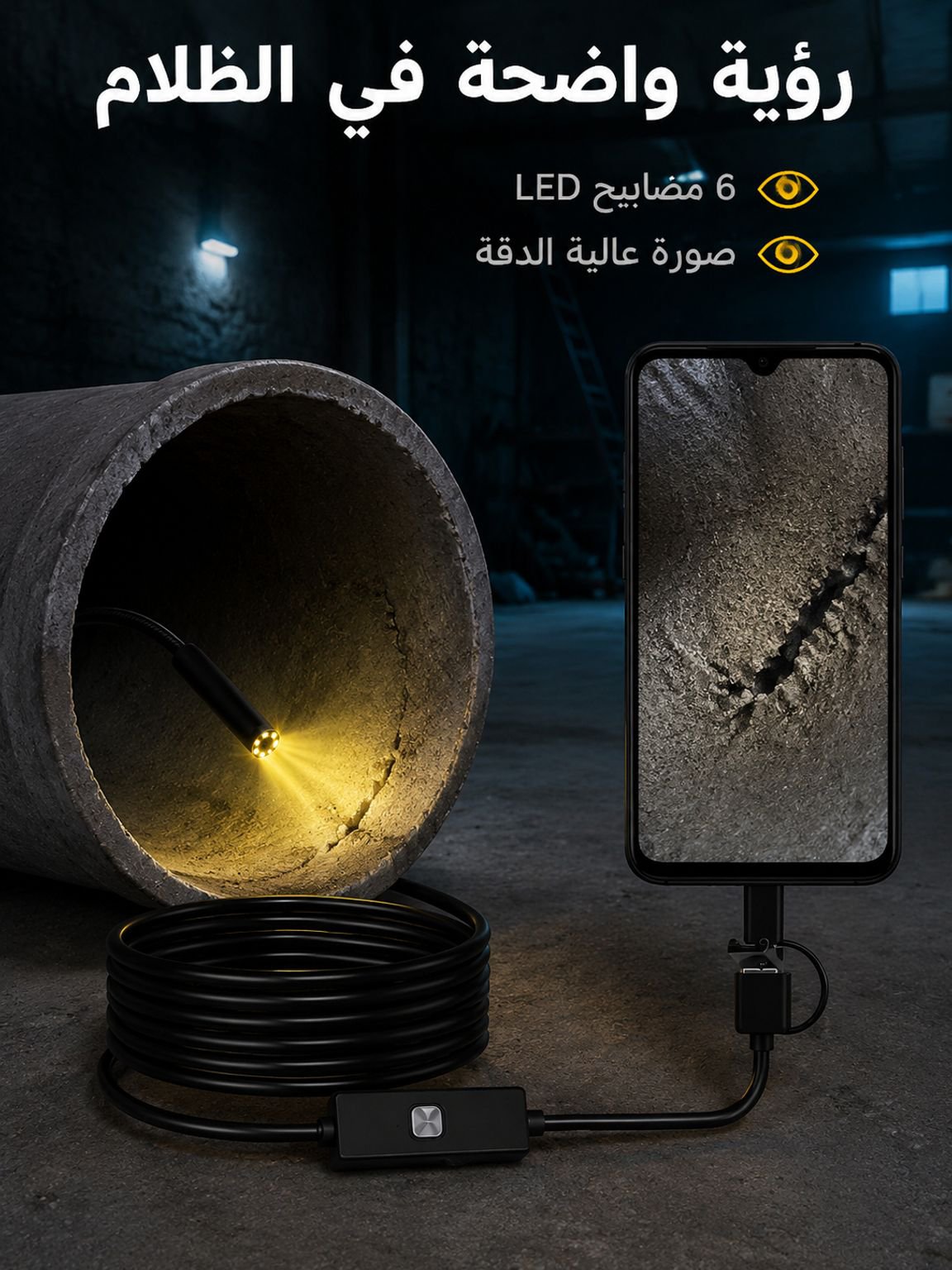 جهاز فحص الأنابيب الصناعية بمنفذ USB