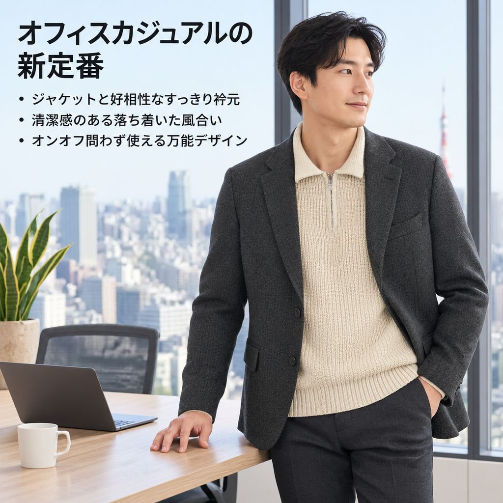 メンズ ハーフジップ 襟付き ニットセーター 秋冬 厚手 ゆったり ボア調 プルオーバー