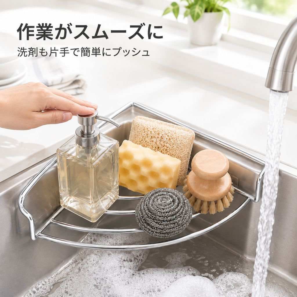 キッチン三角水切りラックシンク収納ラック雑巾収納蛇口周り収納料理用品
