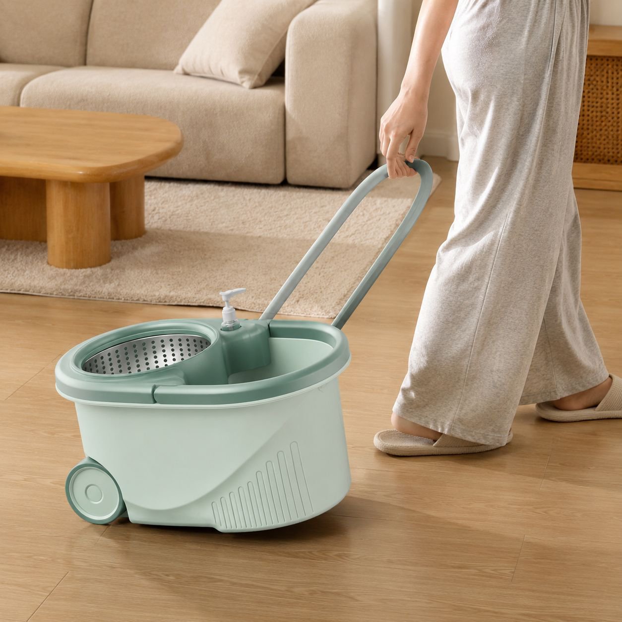 Handfree rotary mop dry and wet household mop bucket wheel efficient mopping tools
