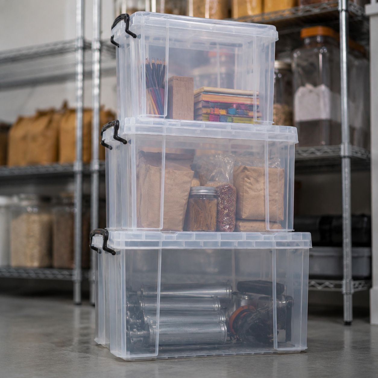 Right-Angle Transparent Plastic Storage Bin