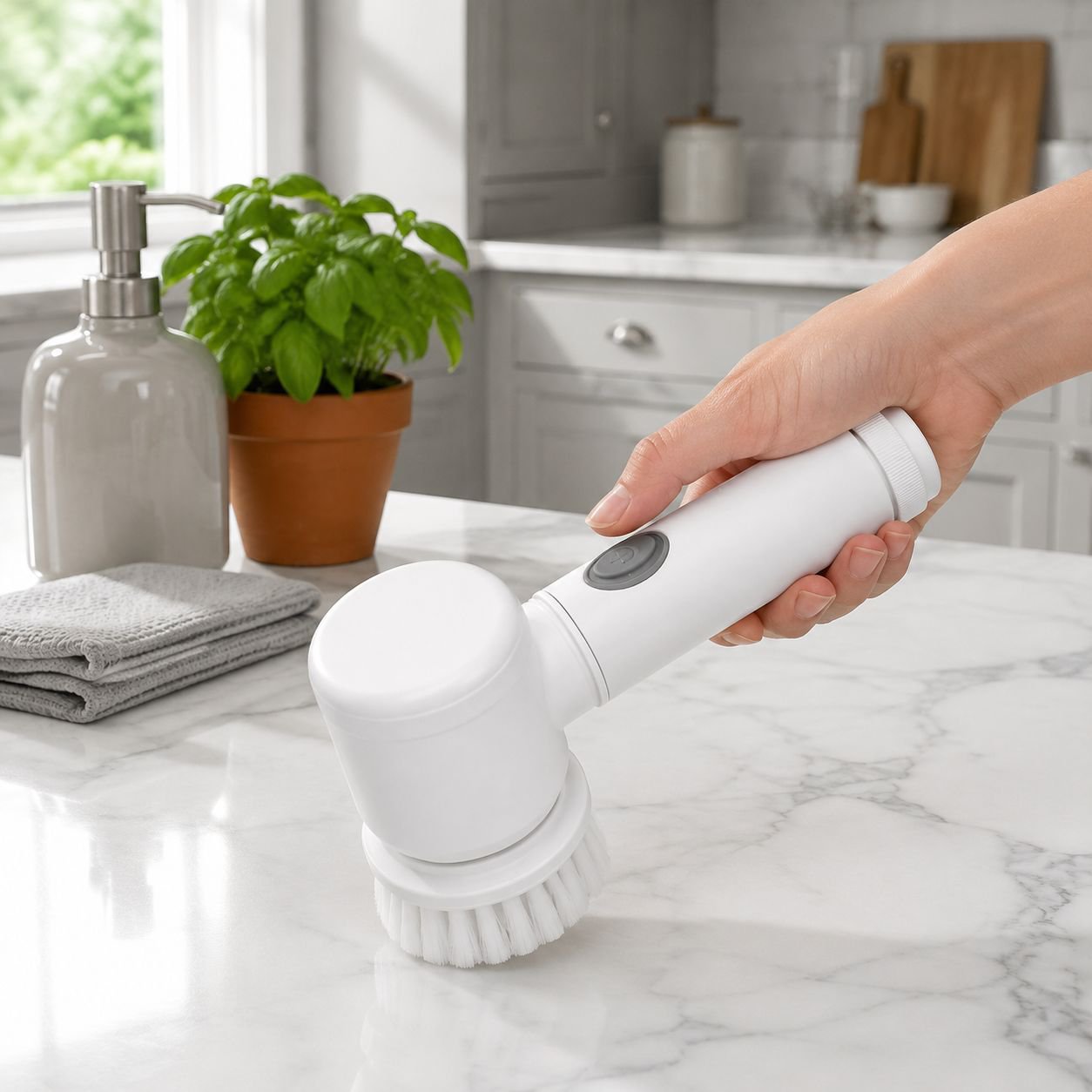 5-in-1 Handheld Electric Cleaning Brush for Kitchen Bathroom Sink with USB Charging
