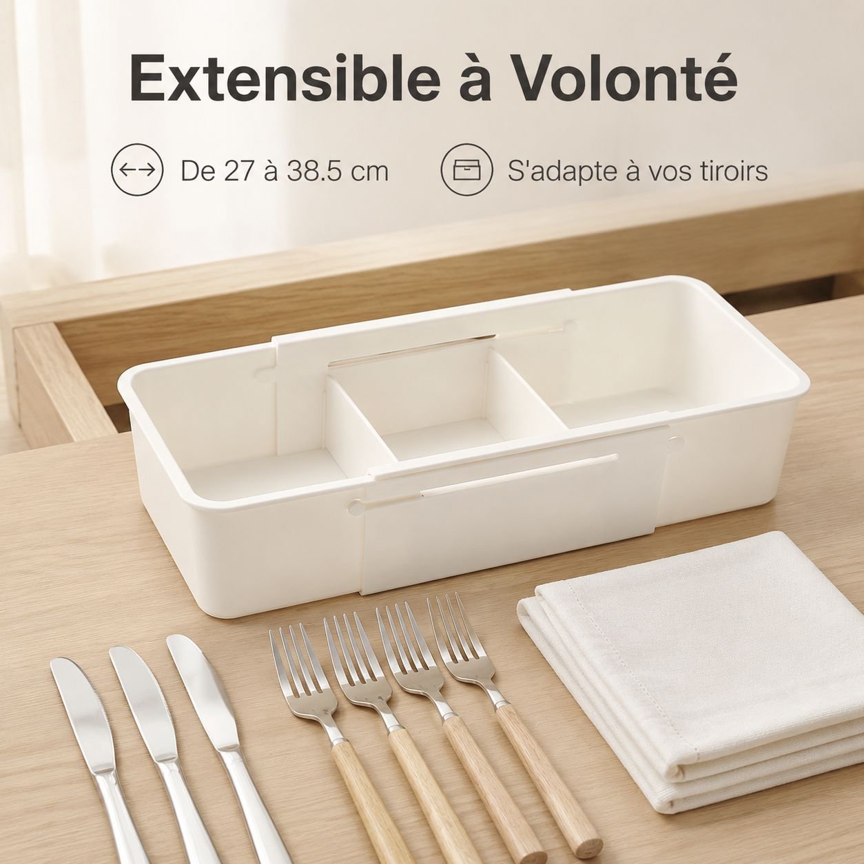 Boîte de rangement extensible pour tiroir