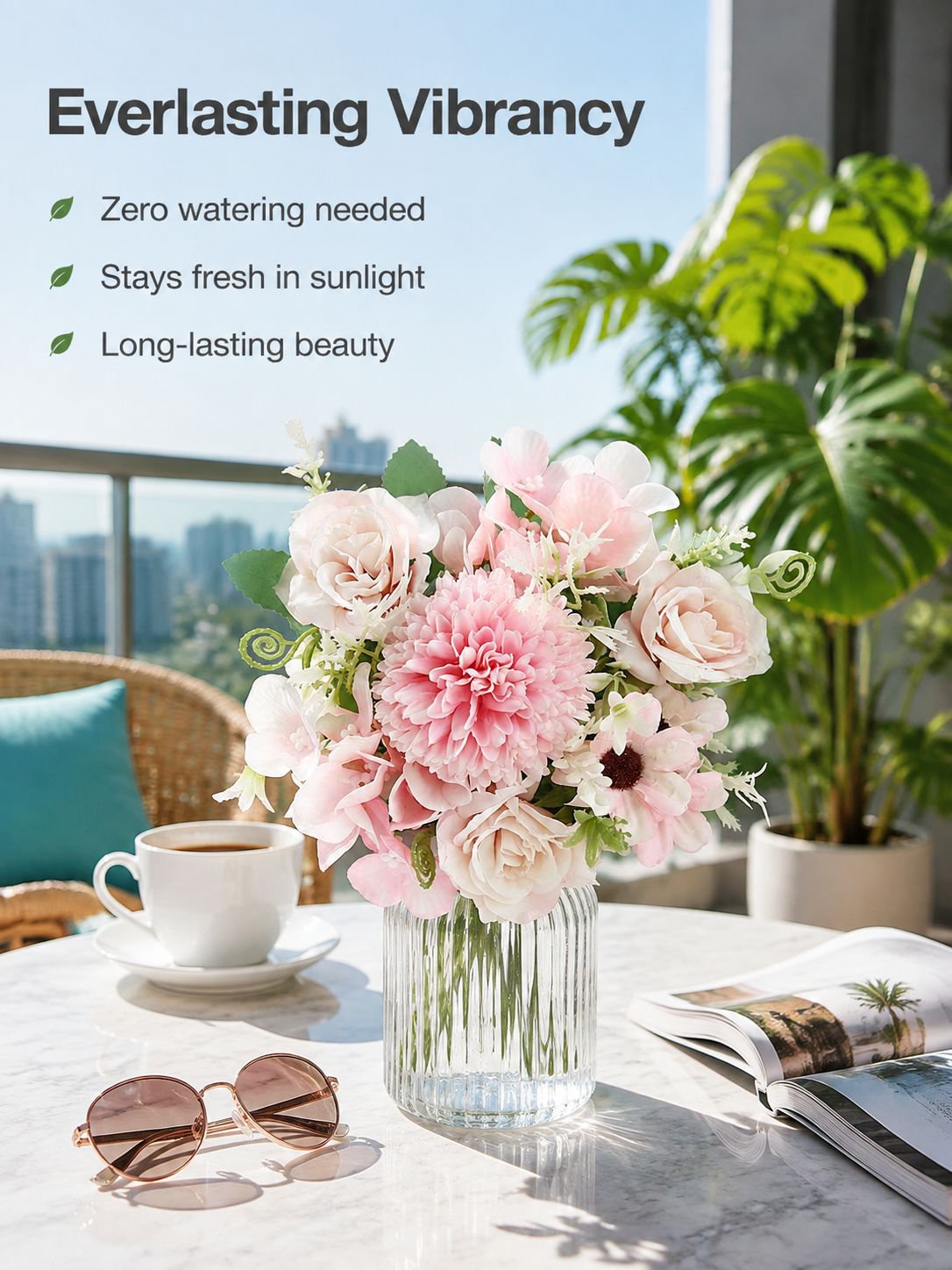 Realistic Mixed Flower Artificial Bouquet