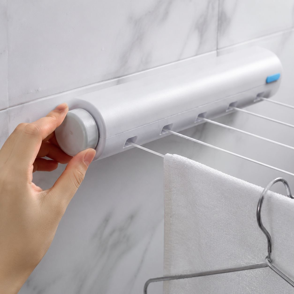 Automatic Retractable Multi-Line Clothesline with Hooks
