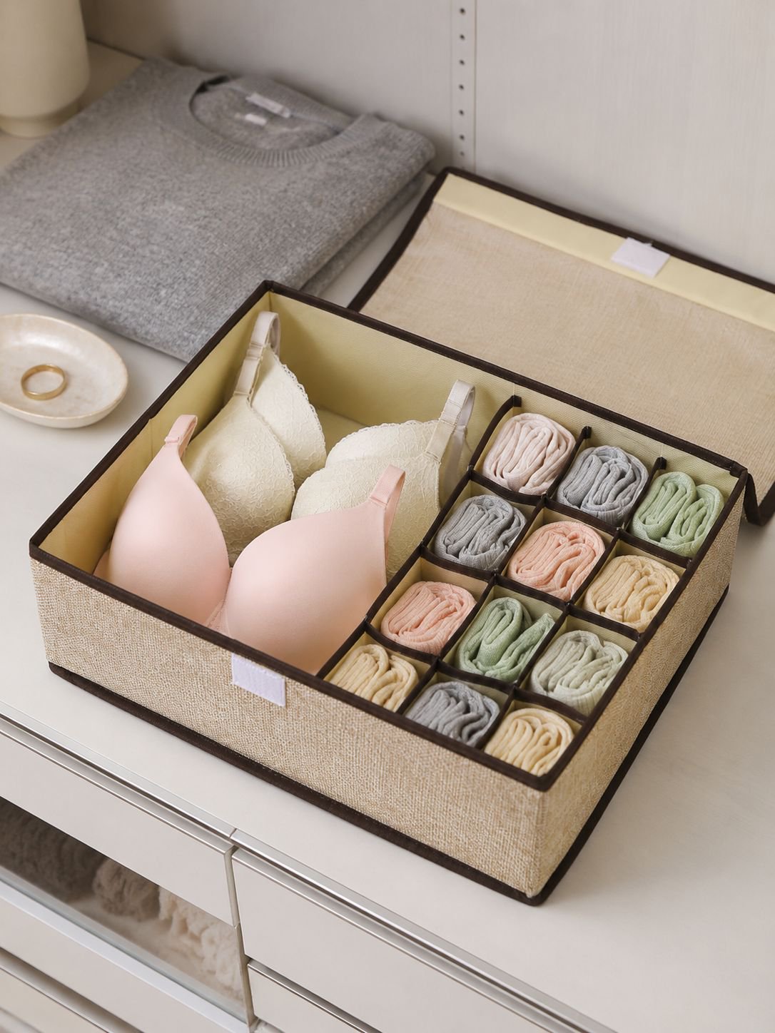Versatile storage box for underwear and socks