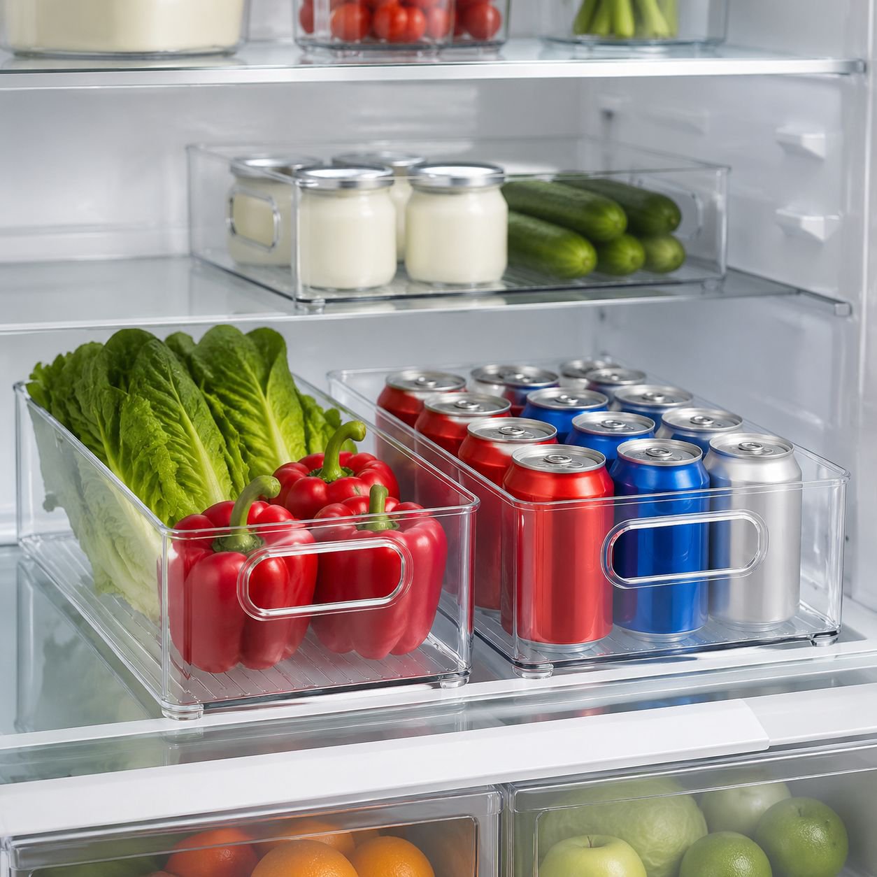 Stackable Clear Acrylic Food Storage Box Household Organizer Bin