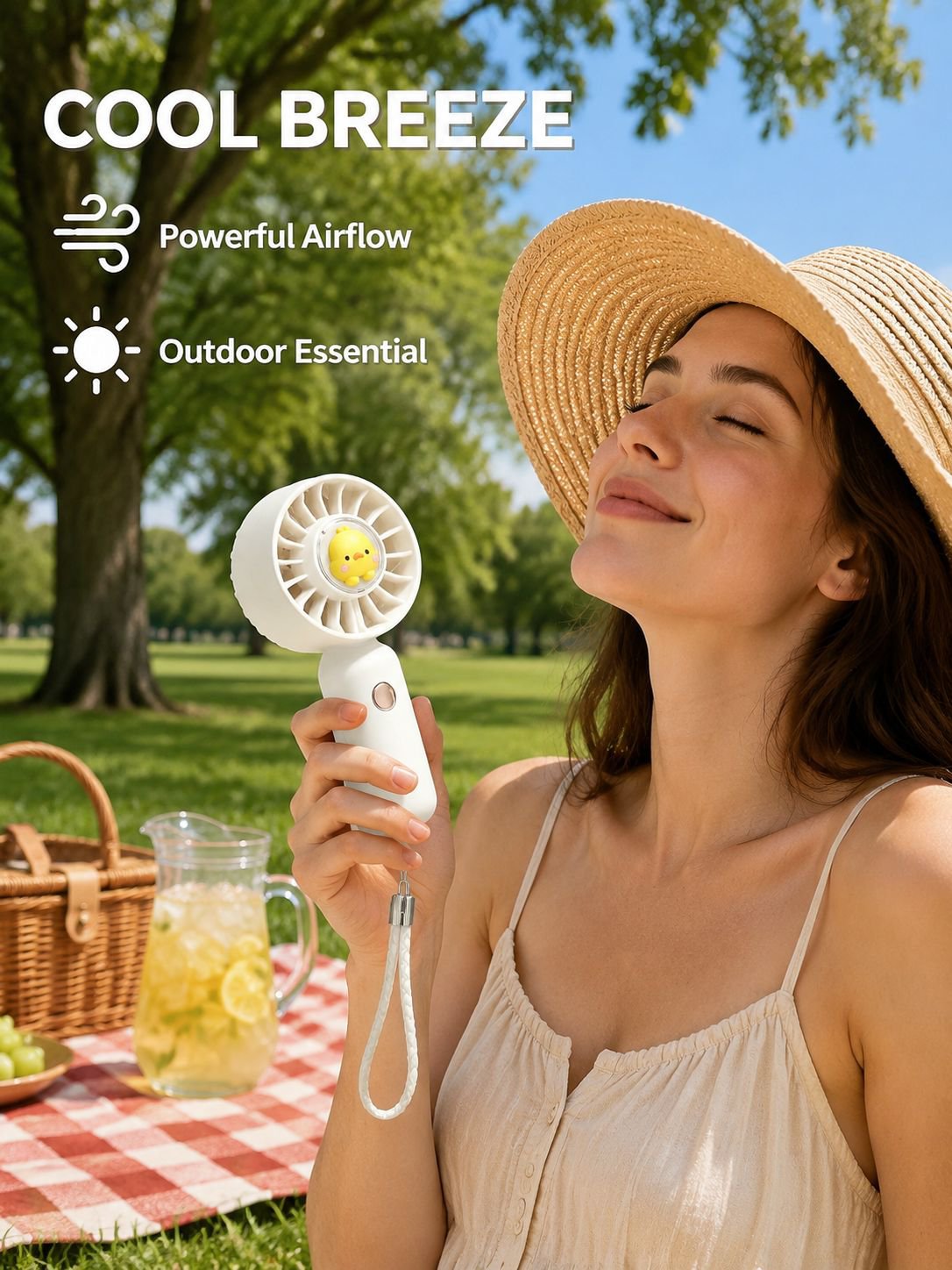 GO's new summer yellow duck USB handheld mini fan is portable, quiet, and rechargeable, perfect for 