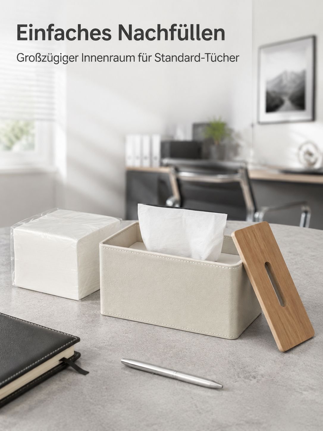 Stilvolle quadratische Taschentuchbox für Zuhause