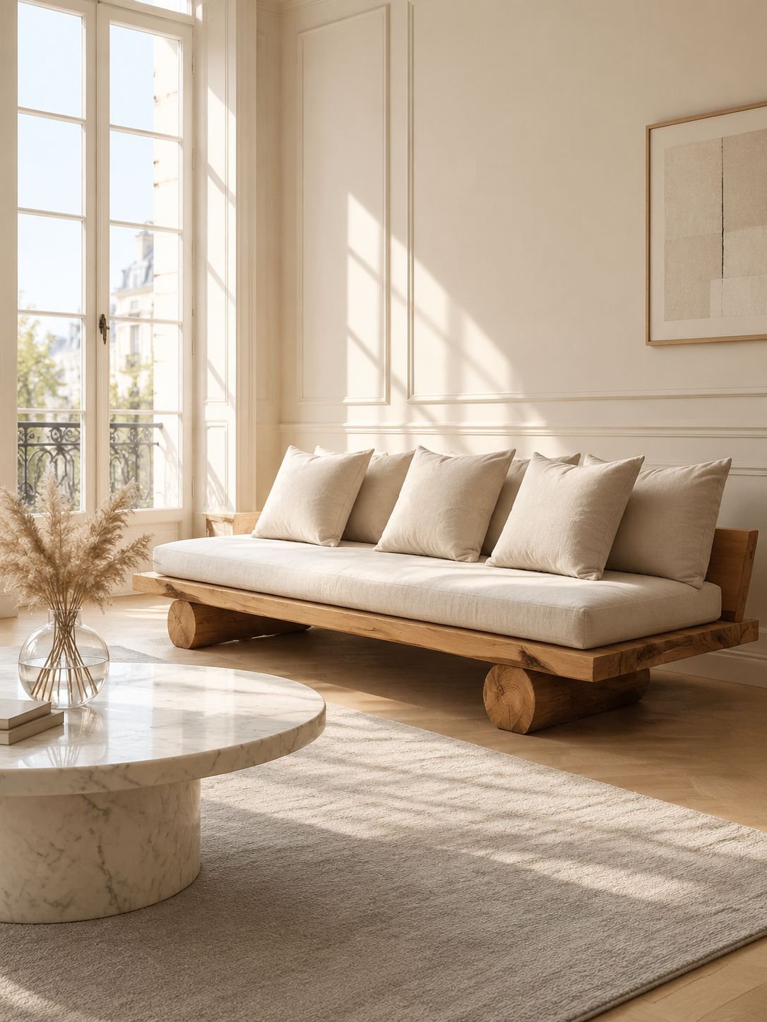 Sessel aus Massivholz im natürlichen Stil, Wohnzimmer- und Balkonsessel