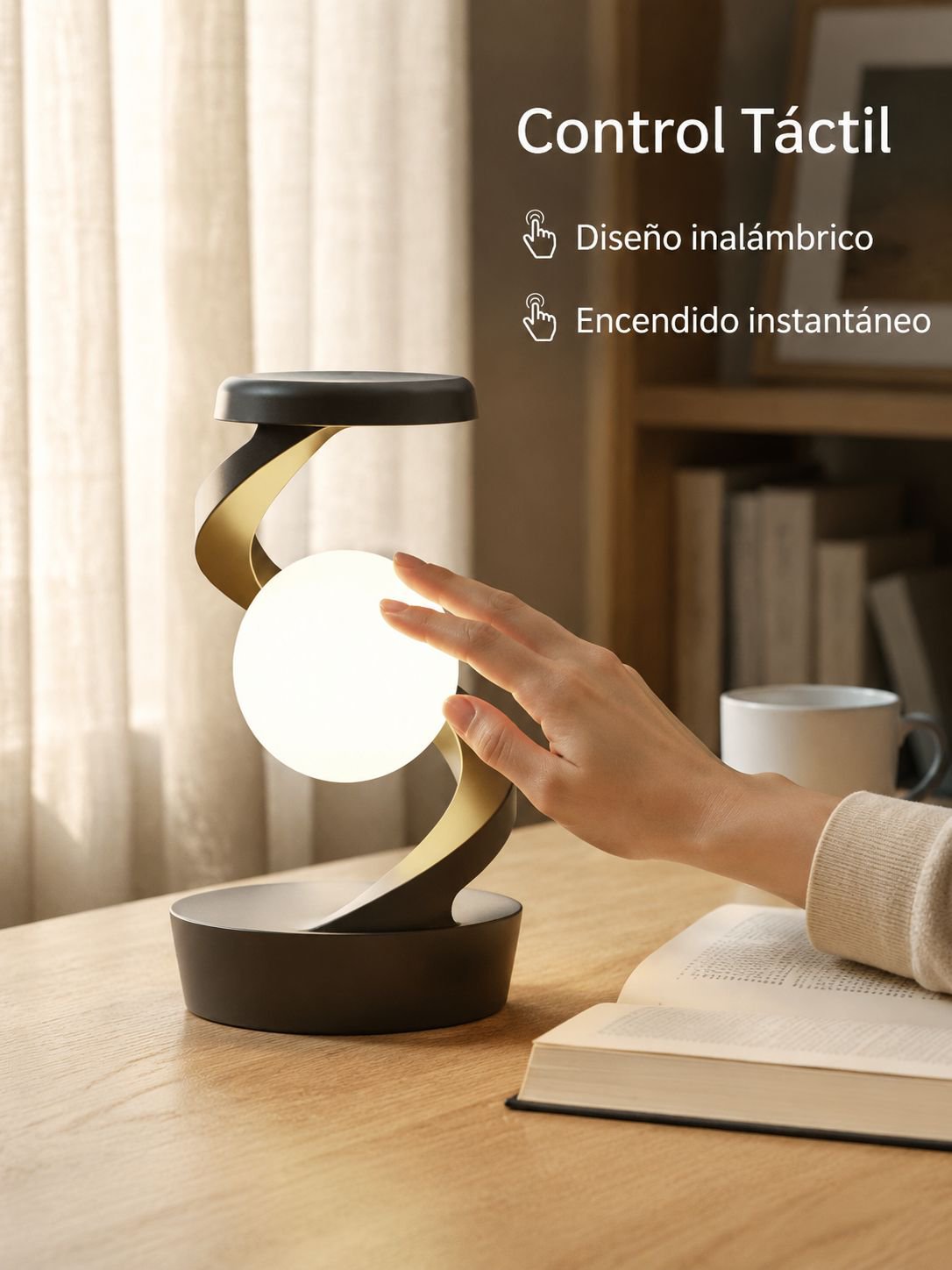 Lámpara de mesa recargable con cabezal giratorio