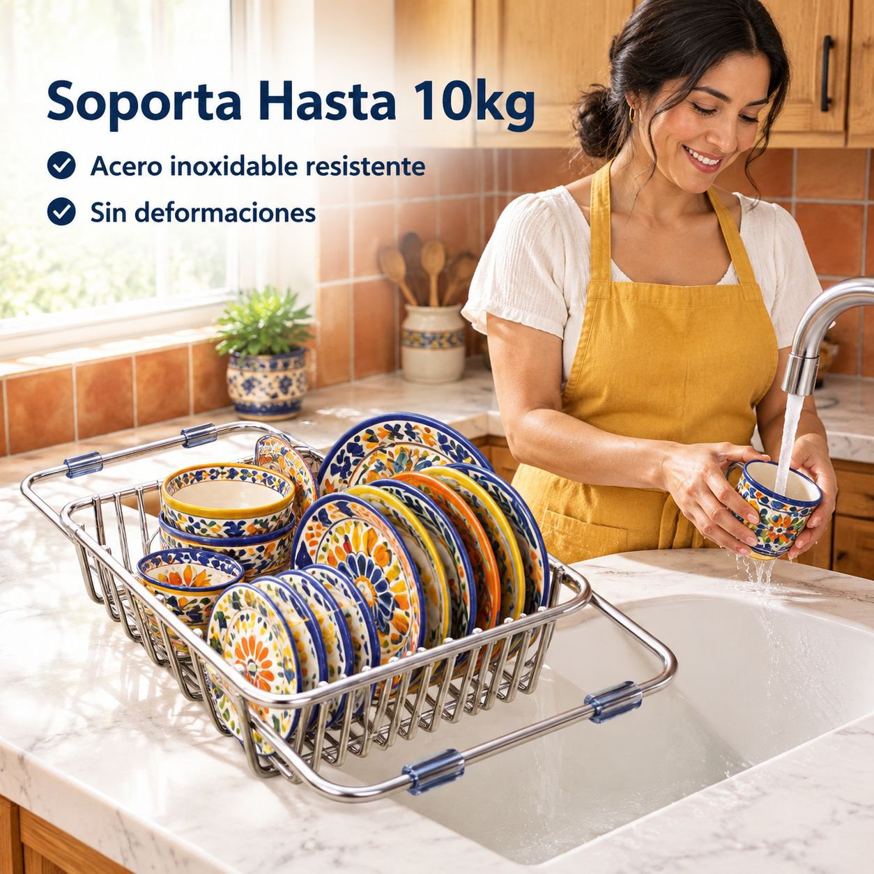 Escurridor de Platos Extensible de Acero Inoxidable para Fregadero