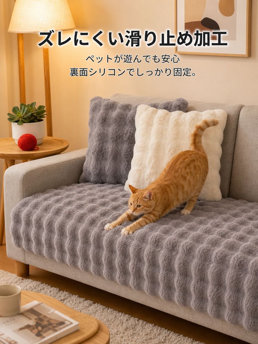 ウサギ毛ソファカバー