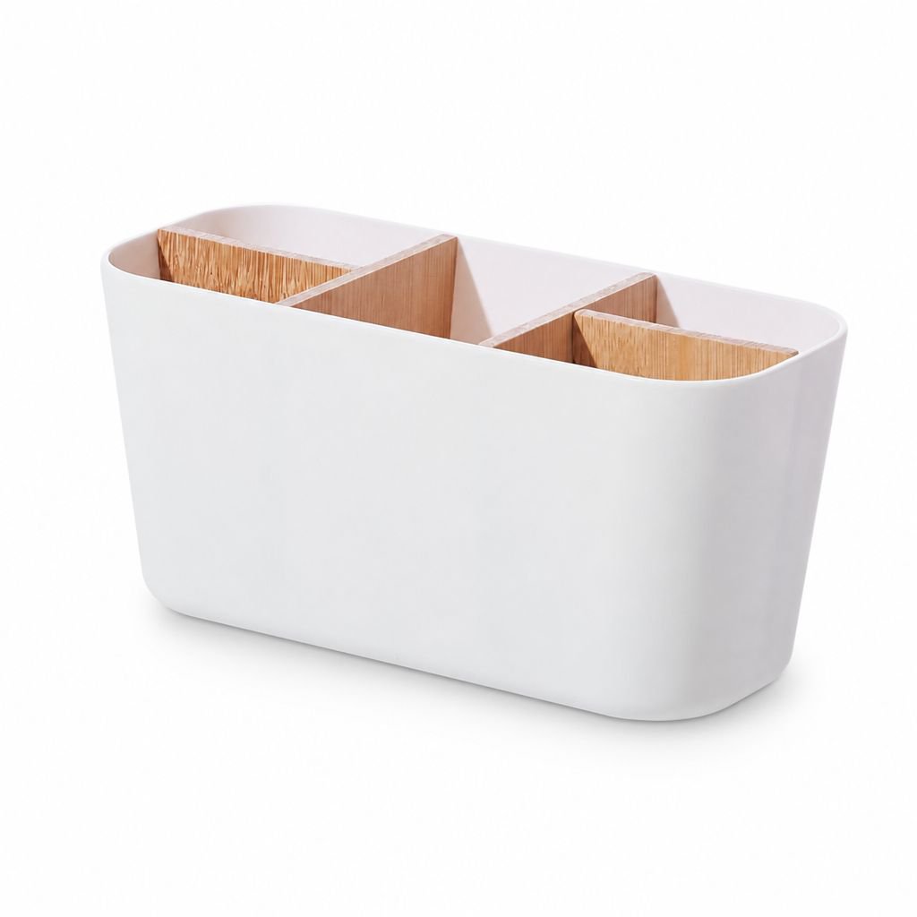 Bamboo Desktop Compartment Organizer Box