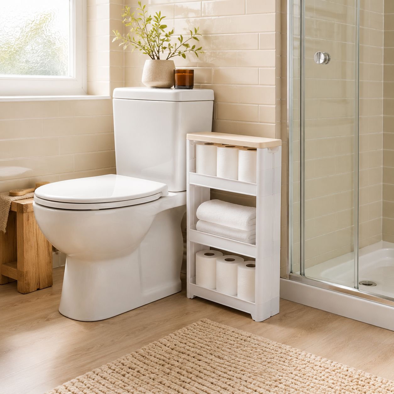 Toilet side cabinet with pull-out drawers