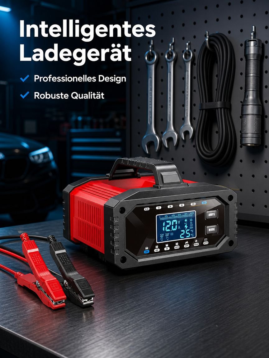 Motorrad-Ladegerät mit LCD-Anzeige und Stromregulierung