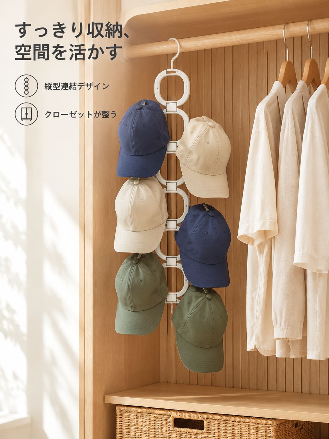 多目的衣類クリップ収納ラック