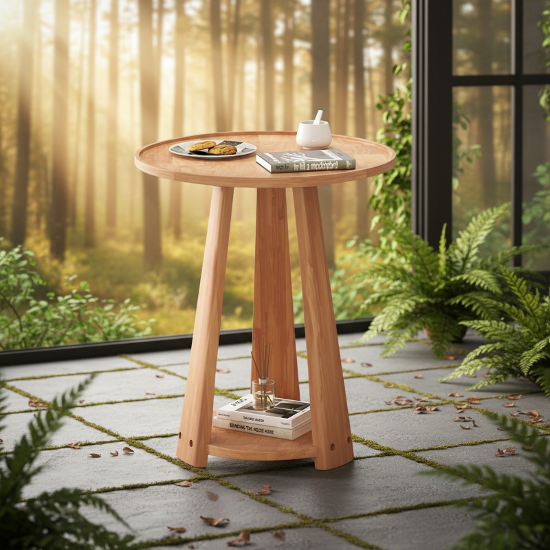 Solid Wood Small Round Side Table
