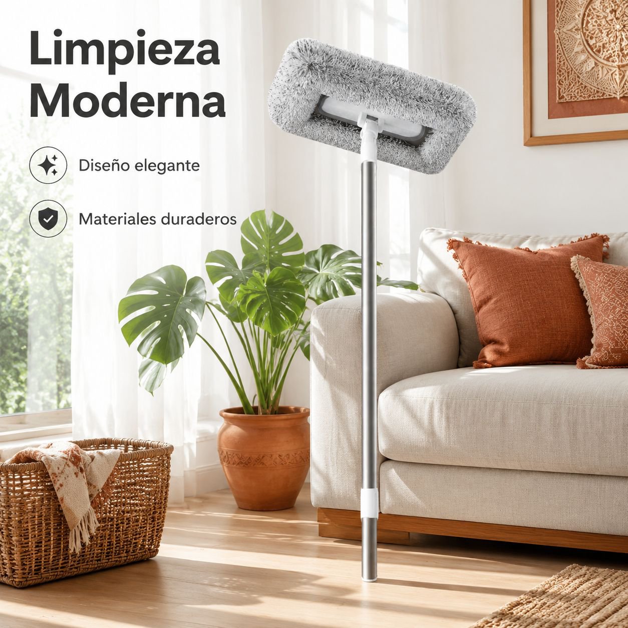 Mopa extensible electrostática para limpieza del techo en el hogar