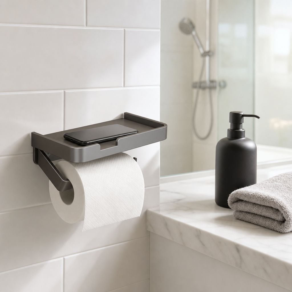Bathroom tissue box, no-drill bathroom shelf, phone holder, toilet paper holder