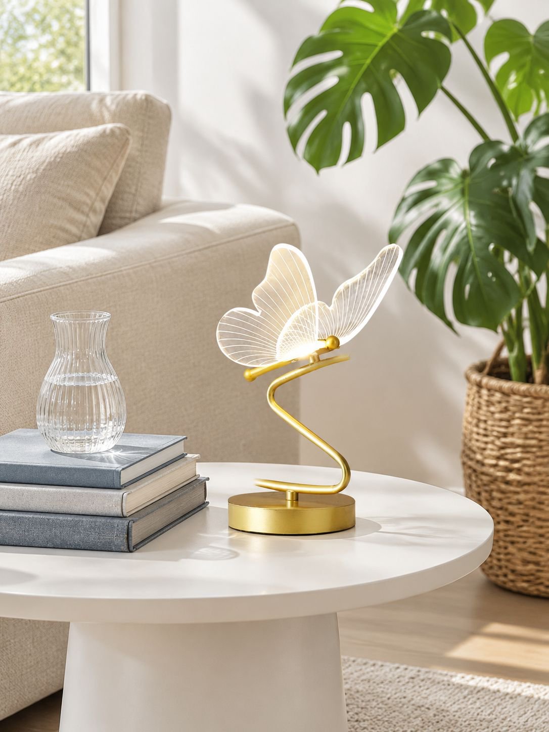 Kreative Tischlampe im nordischen Stil mit Schmetterlingsdesign, wiederaufladbare Nachttischlampe