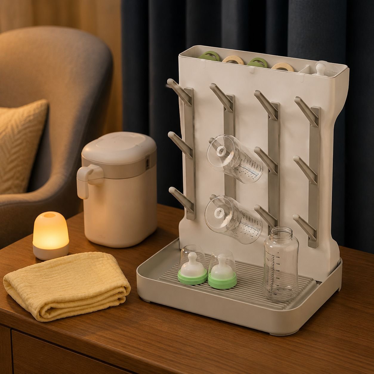 Hygienic draining rack for baby items