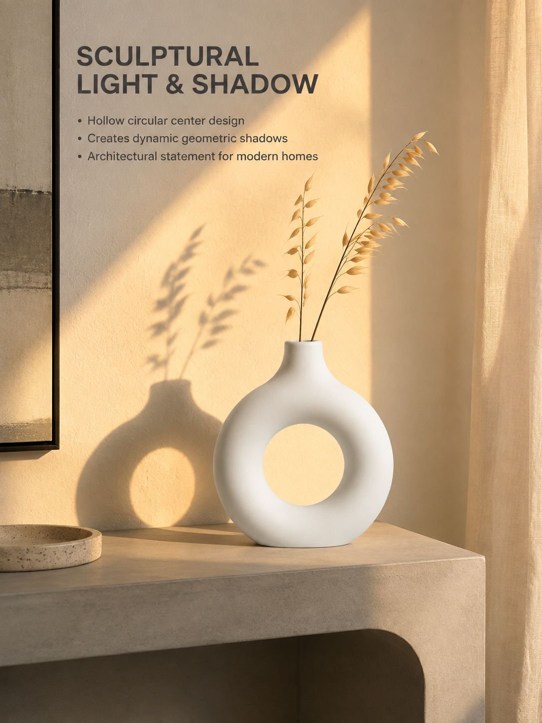 Modern donut-shaped vase for living room