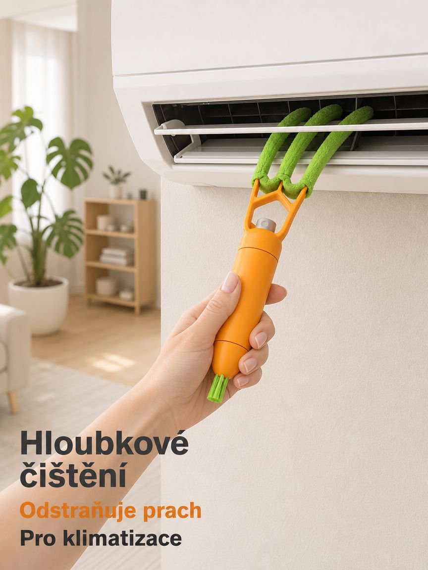 3v1 čistič klimatizace, odnímatelný kartáč na prach