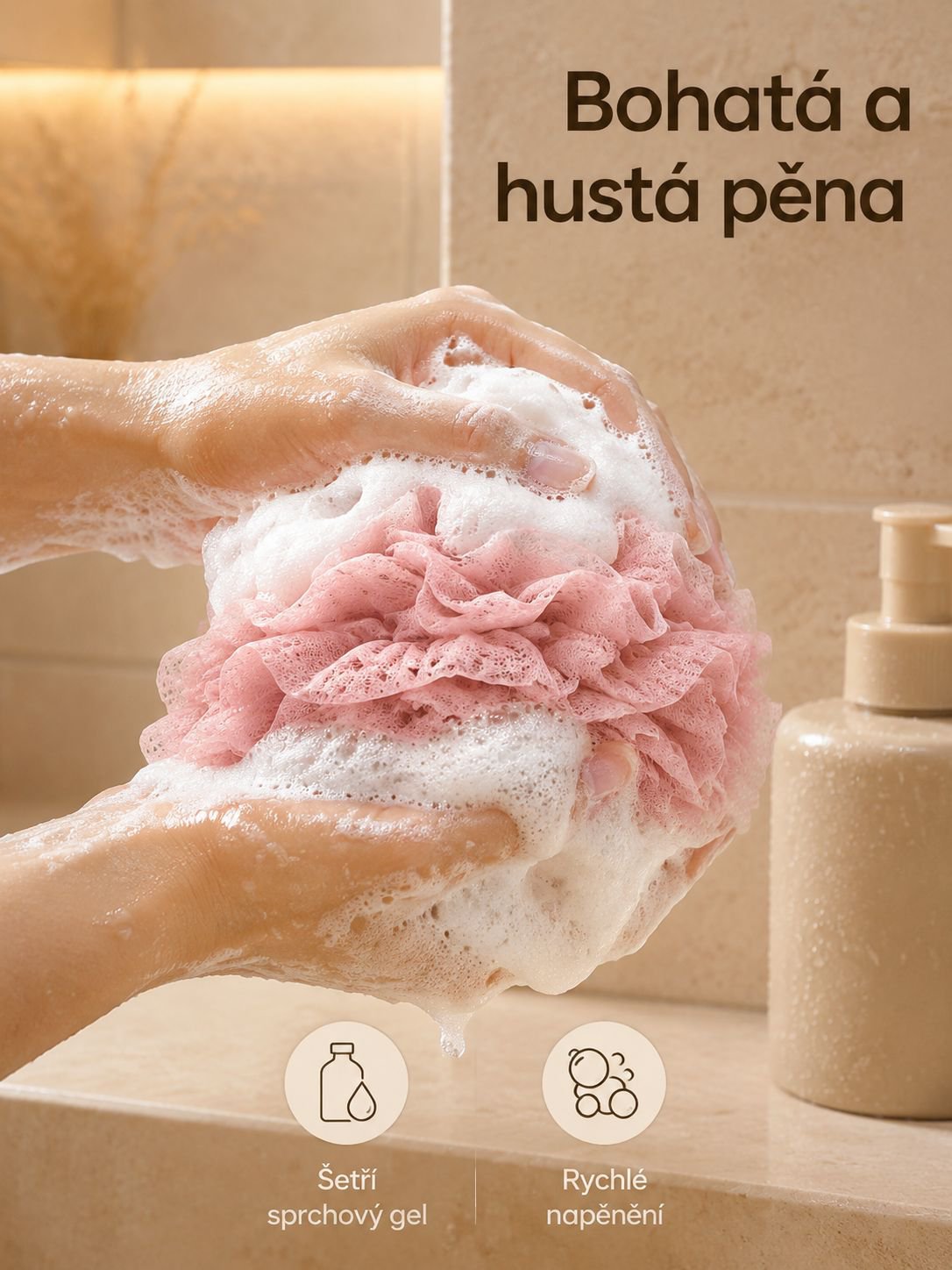 Pěnová síťka na koupání s provázkem