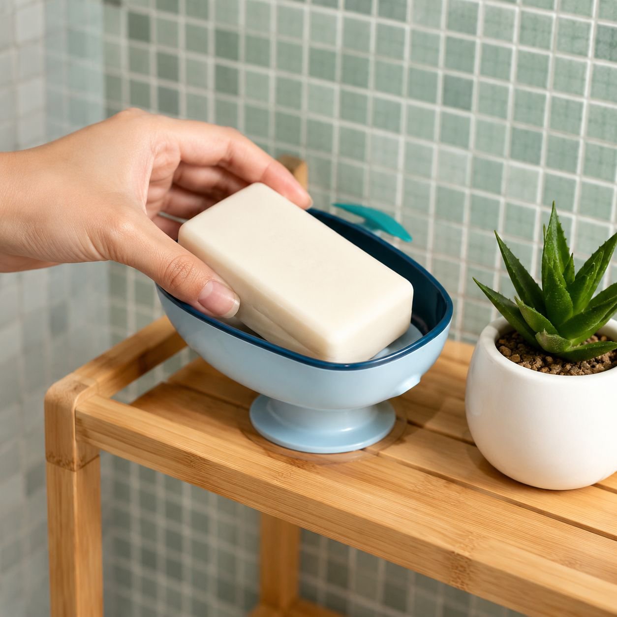Bathroom Suction Soap Box Organizer with 9-Hole Design, Removable and Easy to Clean