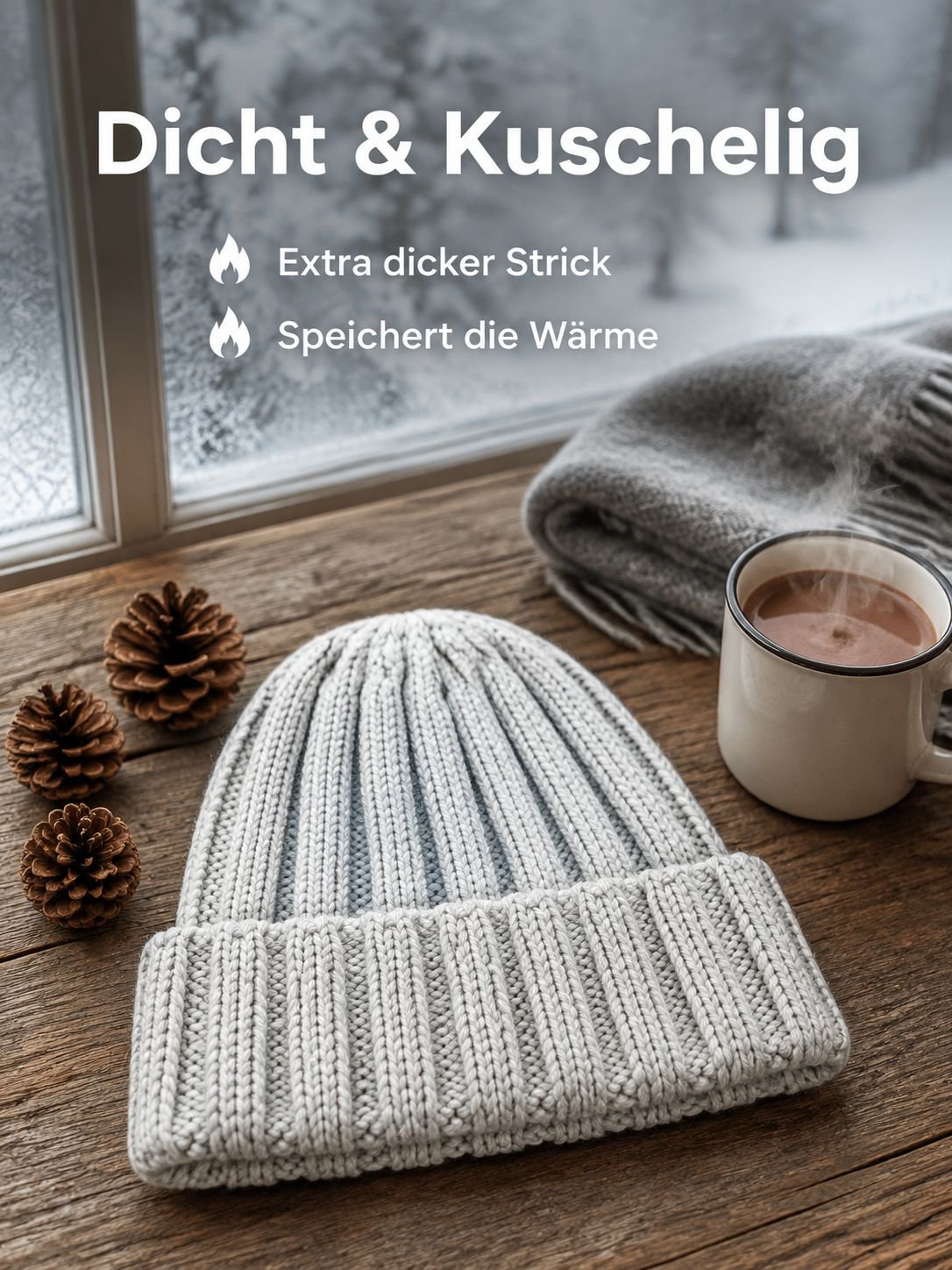 Wollmütze, warm und vielseitig, einfarbige Strickmütze für Damen und Herren