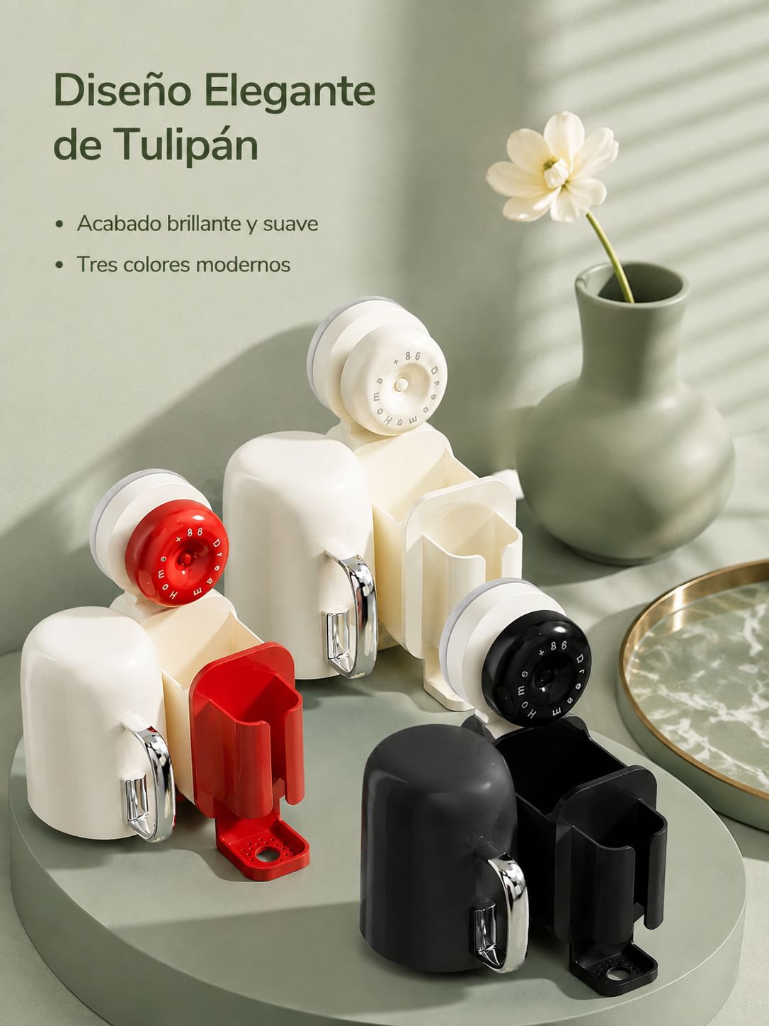 Soporte de cepillos de dientes con ventosa de estilo elegante