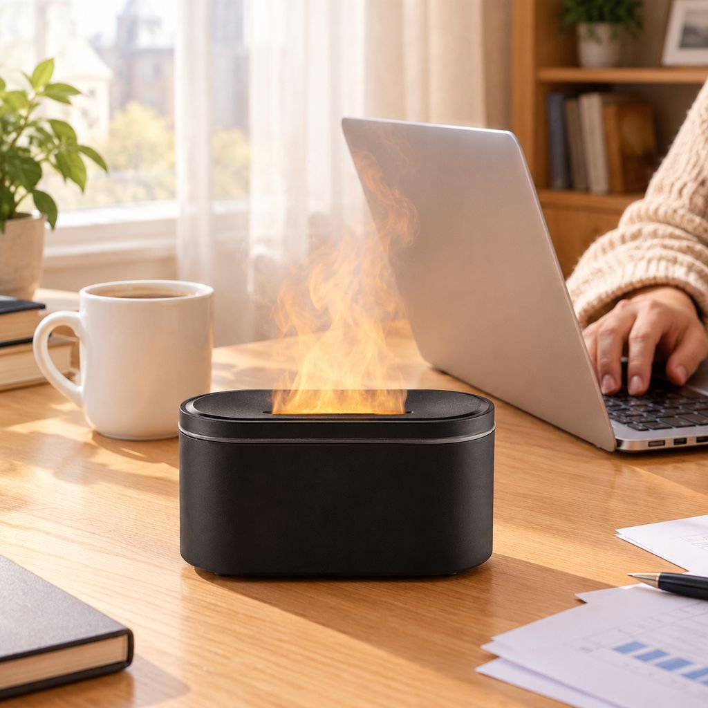 USB Powered Flame Simulation Aroma Diffuser Desktop Humidifier