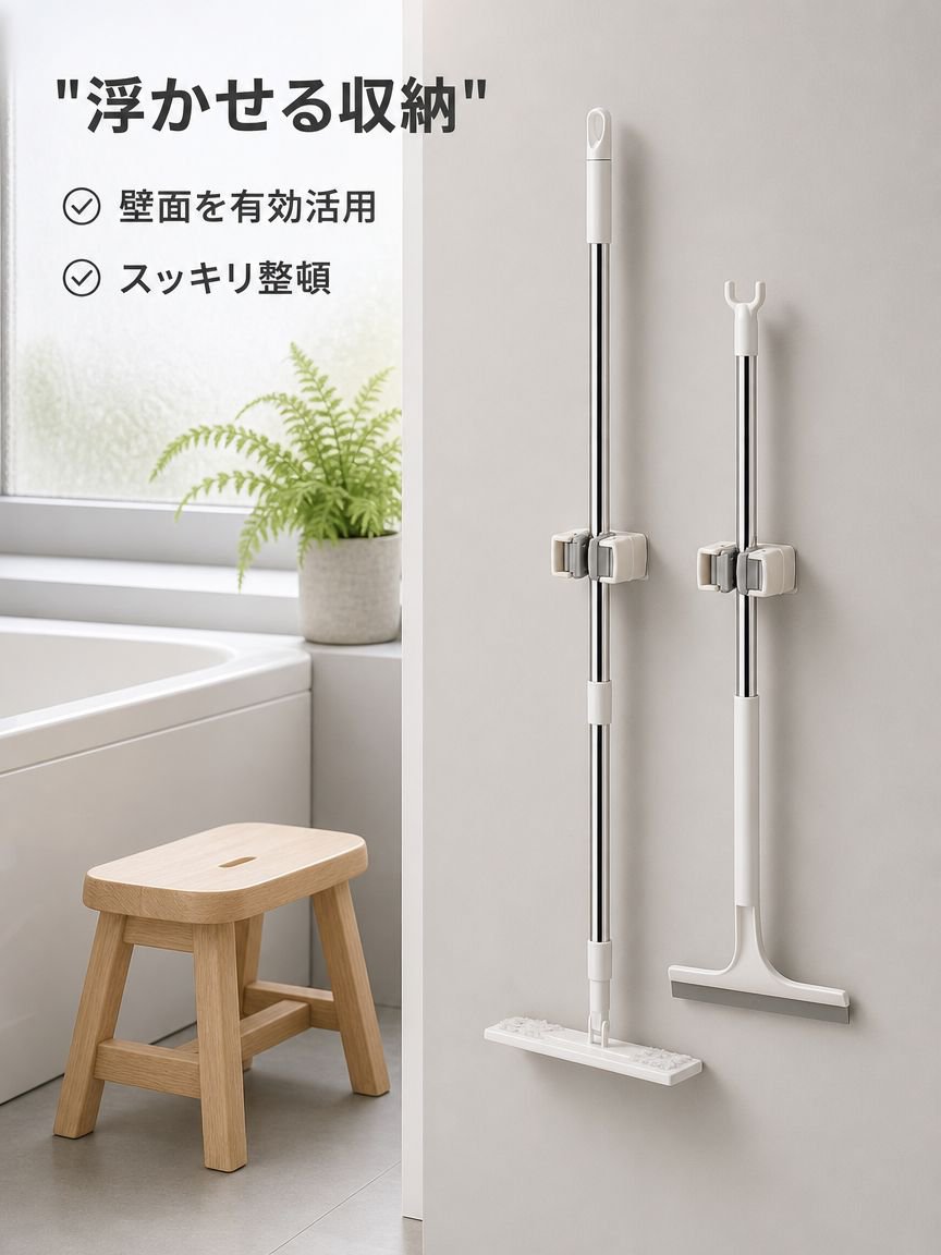 浴室用壁掛けほうきクリップ
