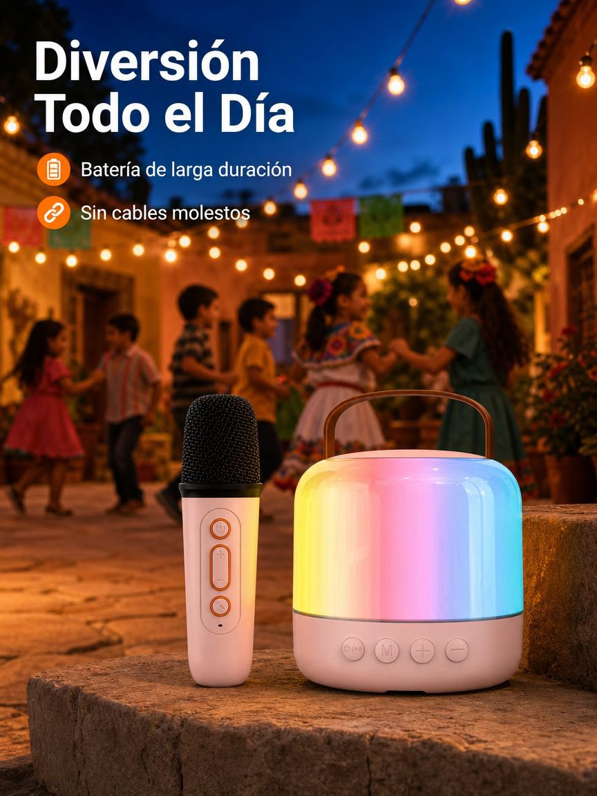 Altavoz portátil con micrófono integrado para karaoke infantil y al aire libre