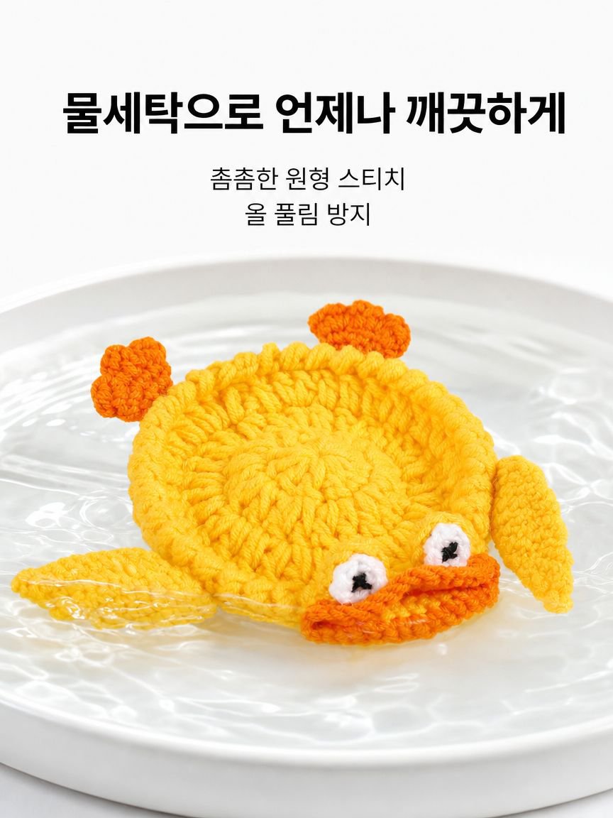 곰돌이 얼굴 디자인 코바늘 컵받침