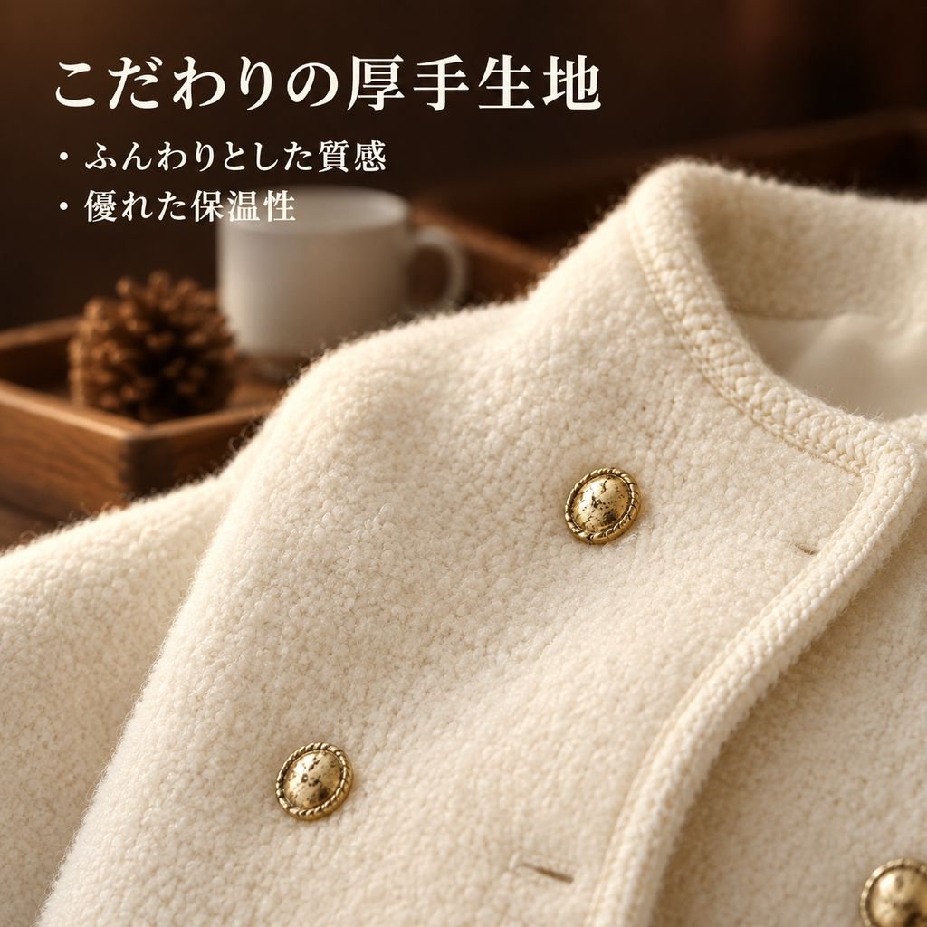 レディース ツイード調 ノーカラージャケット ダブルブレスト 大きいサイズ アウター