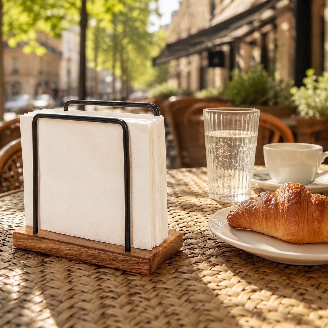 Organiseur de serviettes en bois pour décoration de restaurant