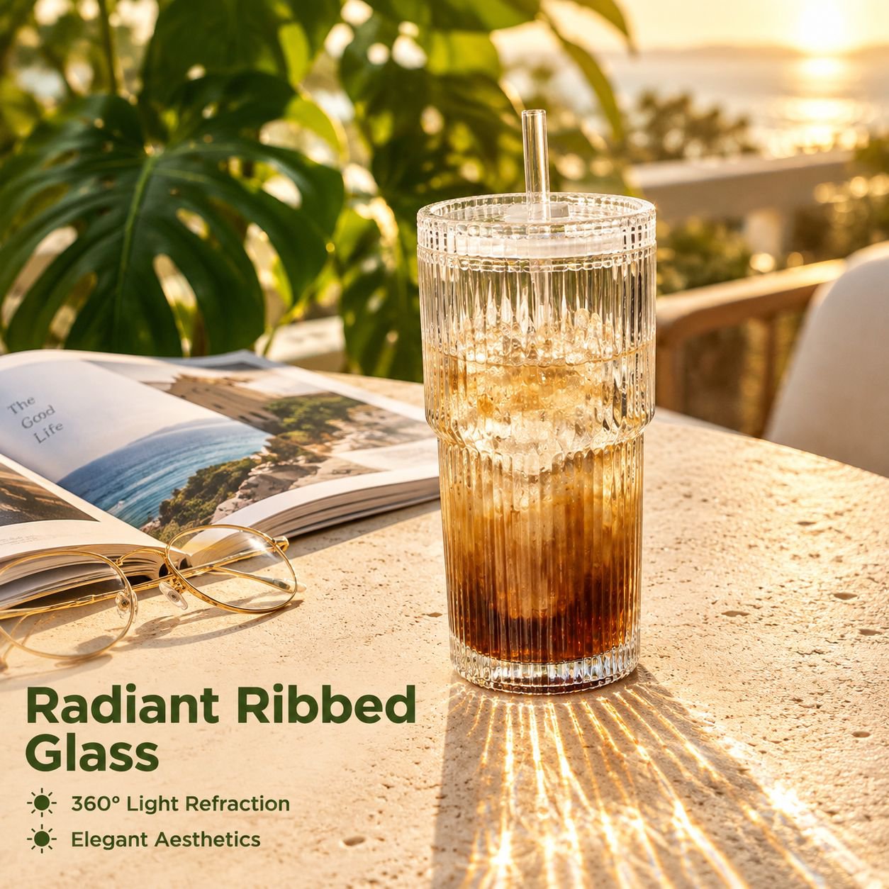 Vertical Stripe Clear Glass Cup
