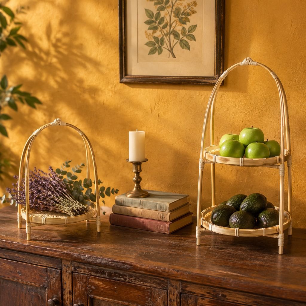 Cesta decorativa de bambú para el hogar