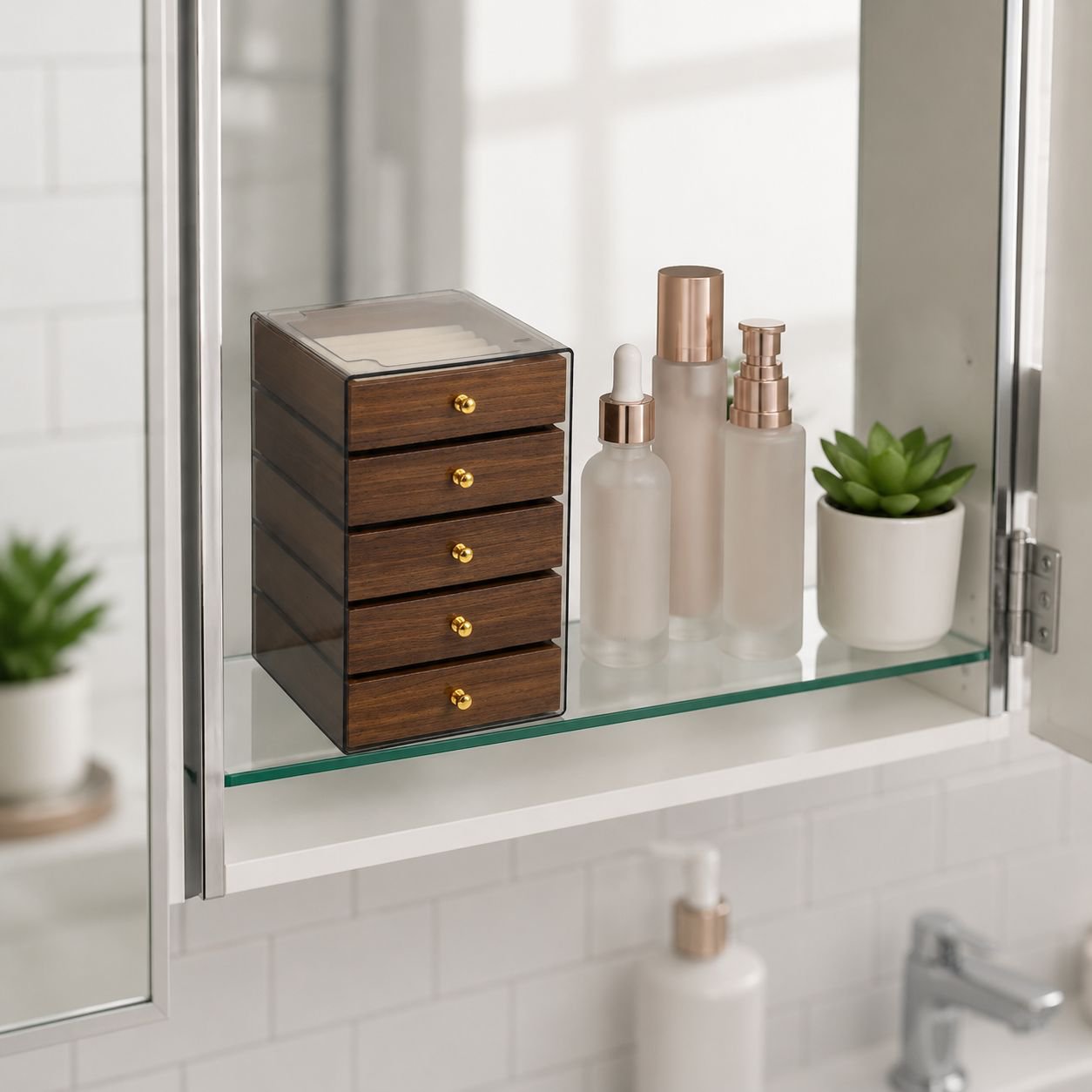 Practical walnut jewelry organizer for various accessories