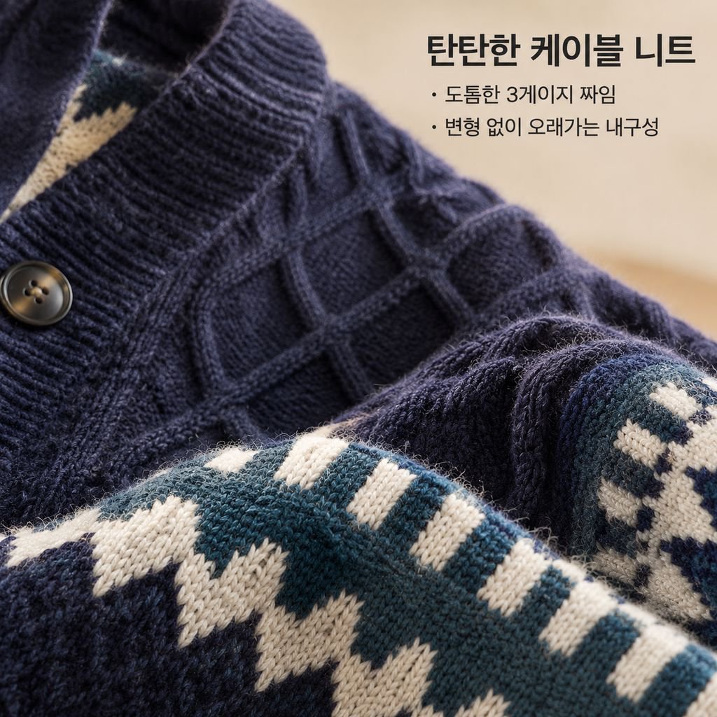 남성 빈티지 프레피룩 루즈핏 니트 가디건 봄 가을 커플 스웨터 아우터