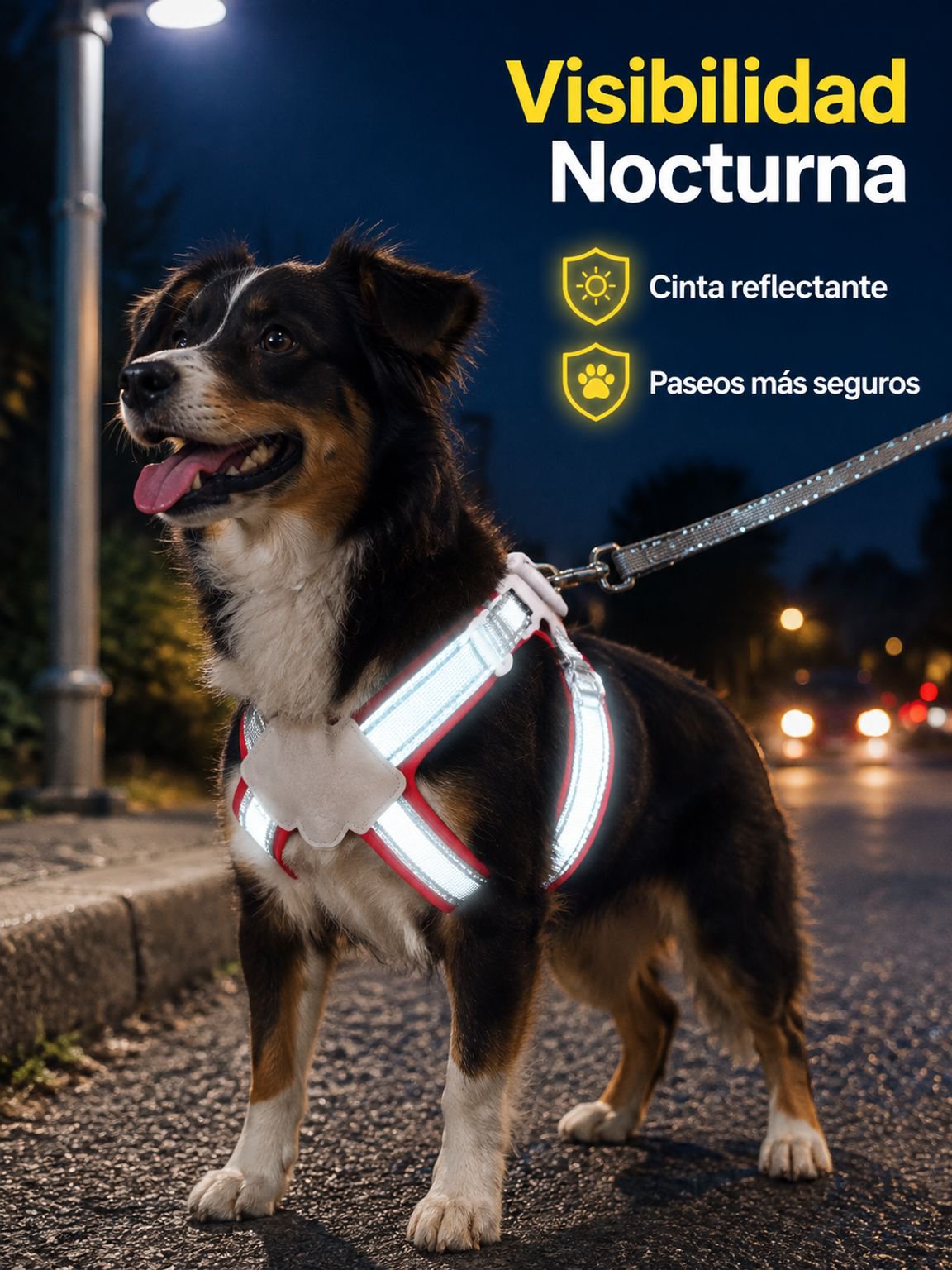 Correa reflectante para mascotas, transpirable
