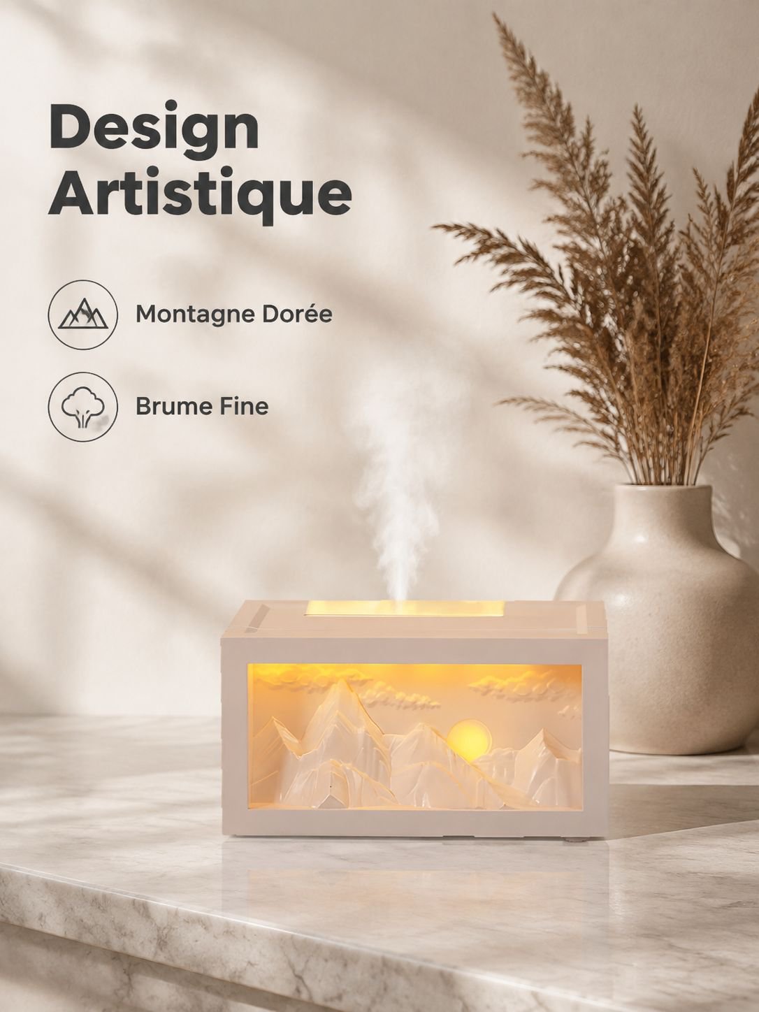 Humidificateur Montagne Dorée au Lever du Soleil