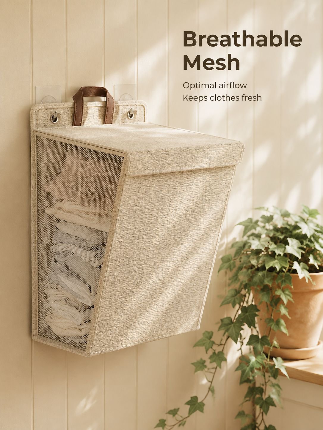 Foldable clothes storage basket with durable handles