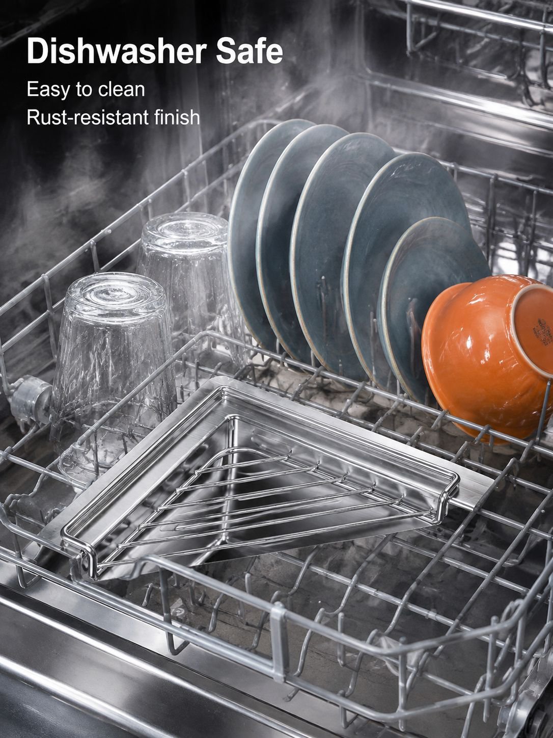 Easy-to-install stainless steel kitchen draining rack