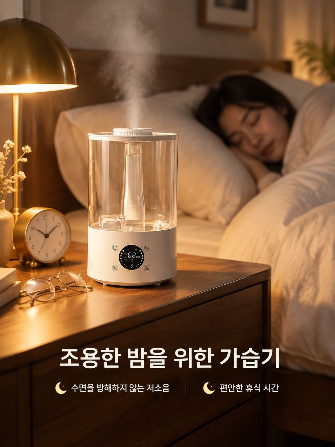 데스크탑 투명 가습기 가정용 침실 거실 저소음 보습 대용량 공기 가습기