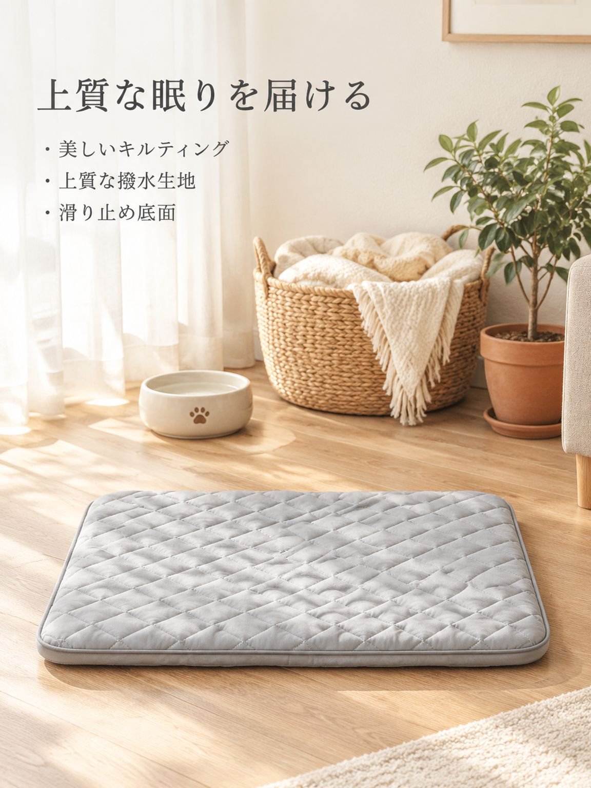 ペット用ベッドマット 防水仕様 通気性のある洗えるマット 四季対応