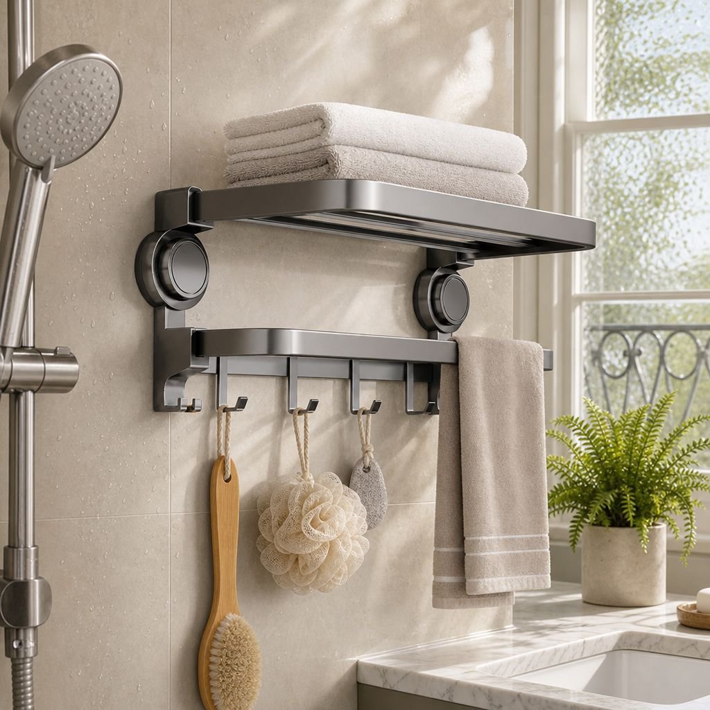 Étagère murale de salle de bain sans perçage à ventouse