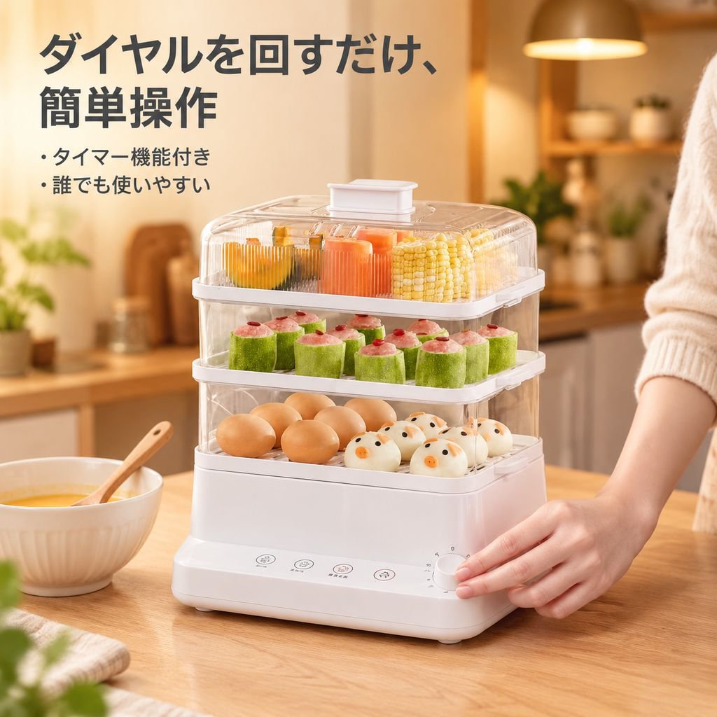 多機能三層家庭用電気蒸し器